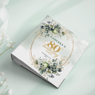 Botanical Green Gold Eucalyptus 80 Birthday Album Binder
