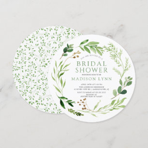 Botanical Green Leaf Bridal Shower Invitation