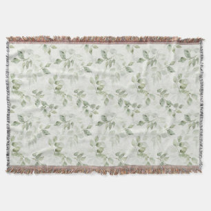 Botanical Green Leaf Pattern  Throw Blanket