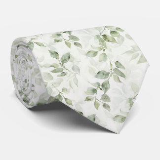 Botanical Green Leaf Pattern Tie