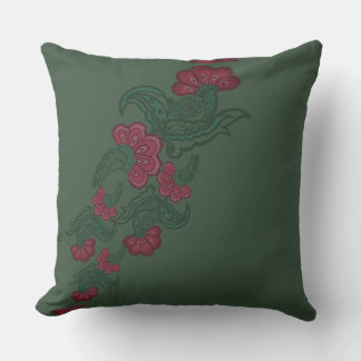 botanical green leaf pillow
