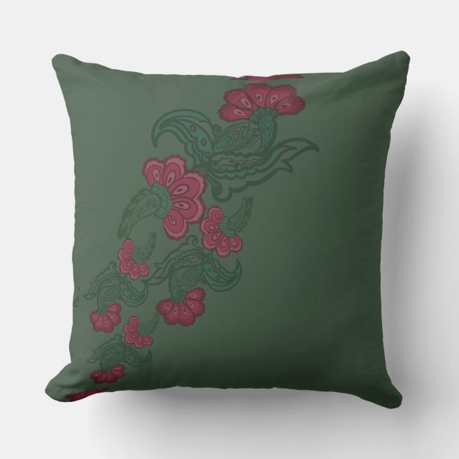 botanical green leaf pillow (Front)