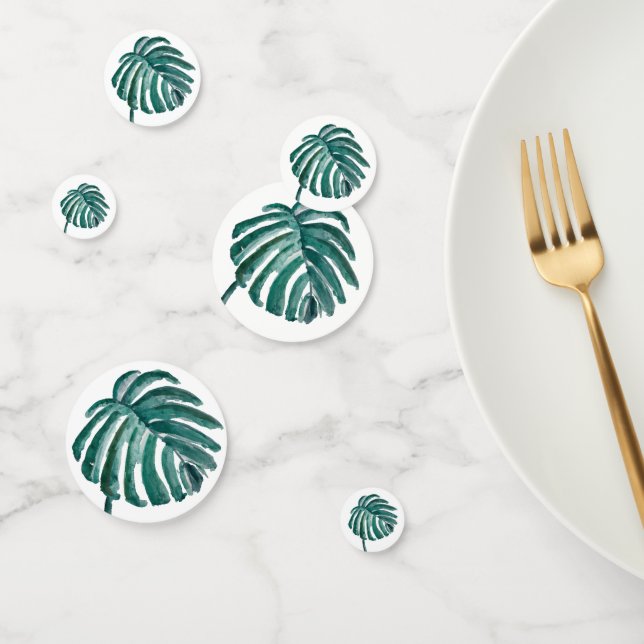 Botanical Green Leaf Tropical Party Confetti (Group)