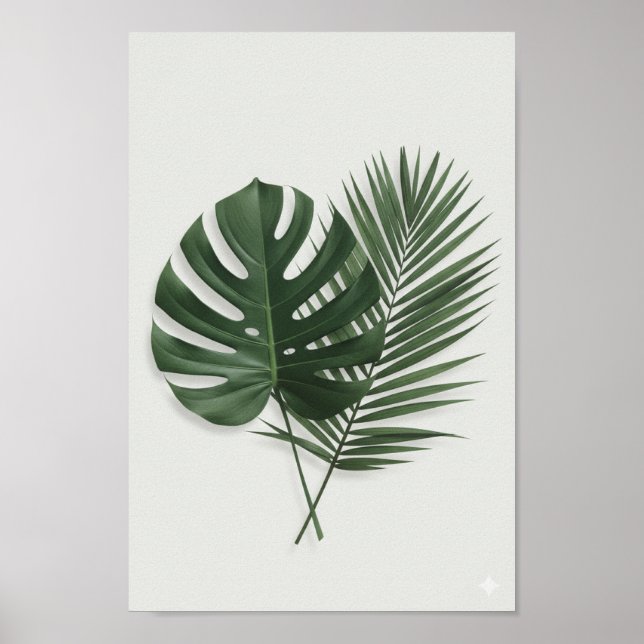 Botanical Green Leaf Wall Poster (Devant)