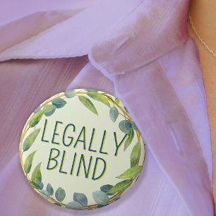 Botanical Green Leaves Legally Blind 1 Inch Round Button