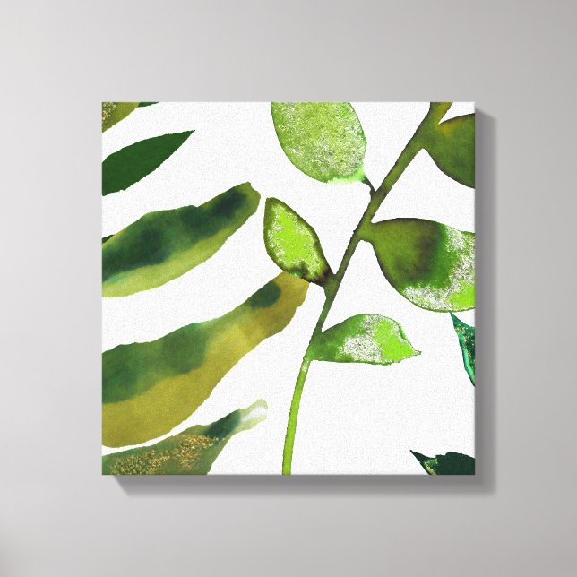 Botanical Green Leaves Minimal Simple Simplistic Canvas Print (Front)
