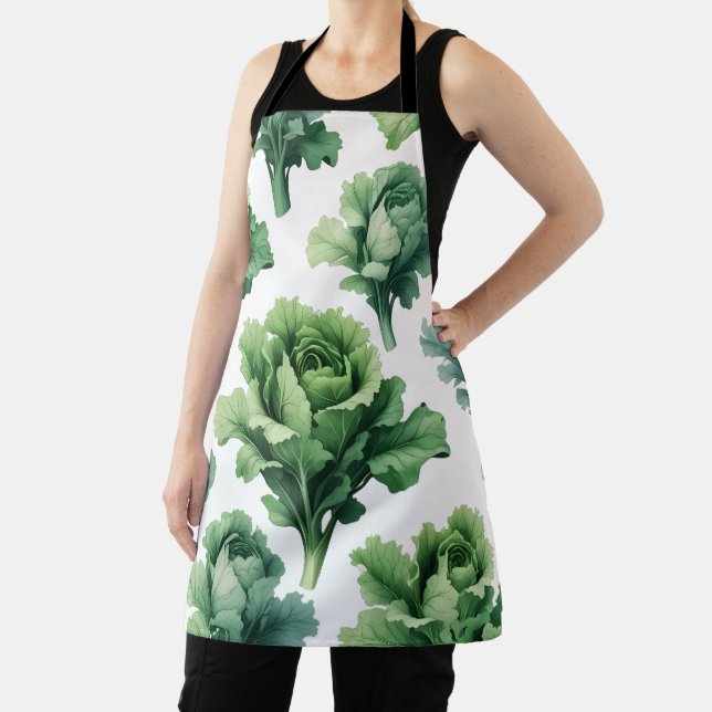 Botanical Green Lettuce Apron – Eco Kitchen Wear (Insitu)