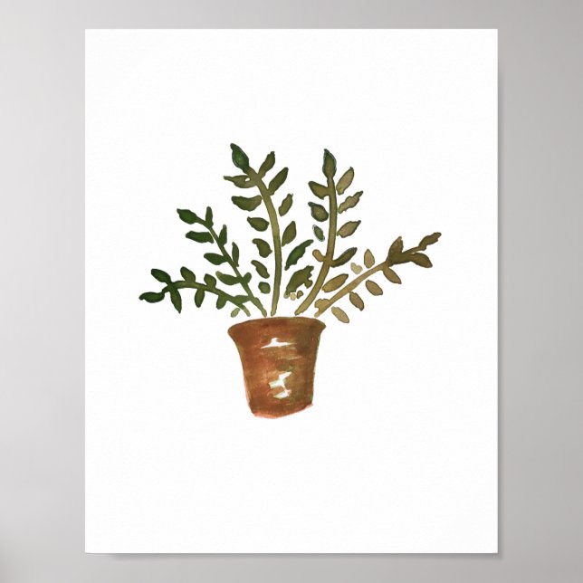 Botanical Green Plant Watercolor Painting Poster (Front)
