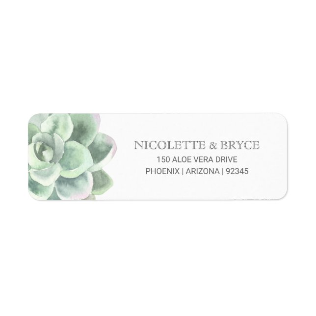 Botanical Green Return Adresse Mariage Succulent (Devant)
