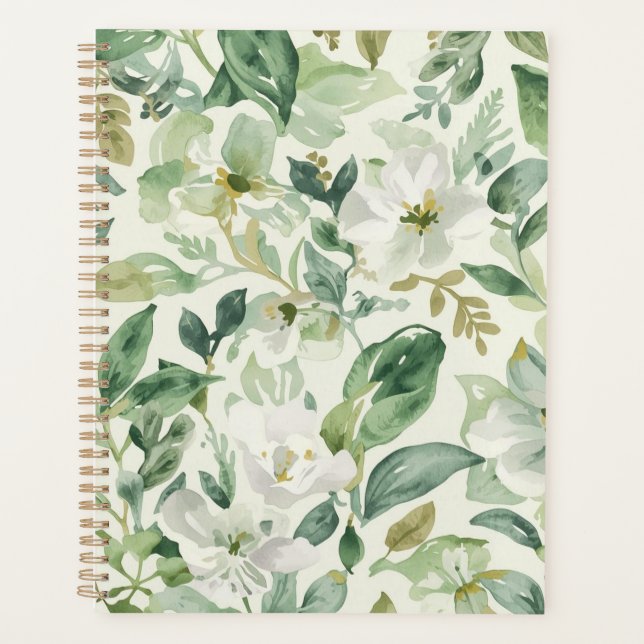 Botanical Green Watercolor Floral Leaves Nature  (Devant)
