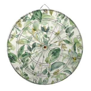 Botanical Green Watercolor Floral Leaves Nature  Dartboard