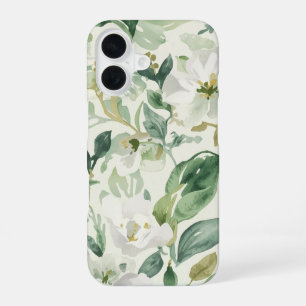 Botanical Green Watercolor Floral Leaves Nature  iPhone 16 Case