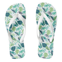 Botanical Green & White Leafs Pattern