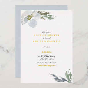 Botanical Green & White Shower Watercolor Florals