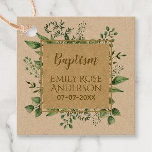 Botanical Greenery Baptism Boy Girl Thank You Favour Tags