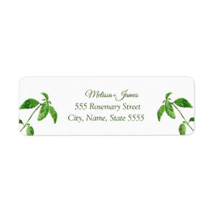 Botanical Greenery Basil herb Wedding Return Label