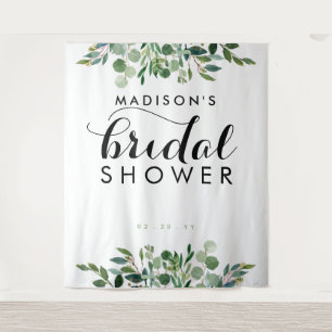 Botanical Greenery Bridal Shower Photo Backdrop Tapestry
