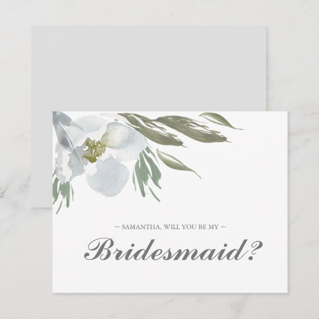 Botanical Greenery BRIDESMAID PROPOSAL card (Front/Back)