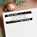 Botanical Greenery Christmas Black Return Address<br><div class="desc">This return address label features painted watercolor red berries,  pine branches,  eucalyptus,  green leaves with gold stripes. For more advanced customization of this design,  please click the "Customize further" link.  Matching items are also available.</div>