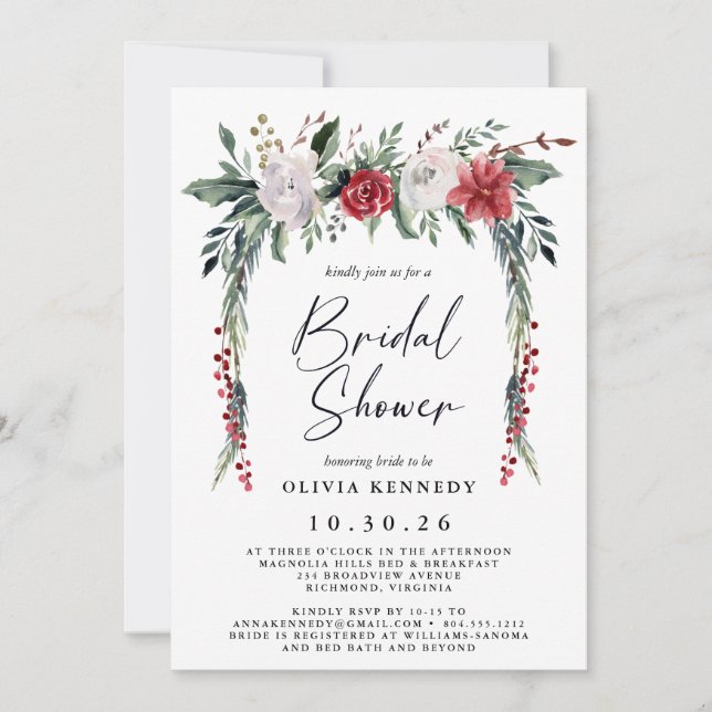 Botanical Greenery Christmas Bridal Shower  Invitation (Front)