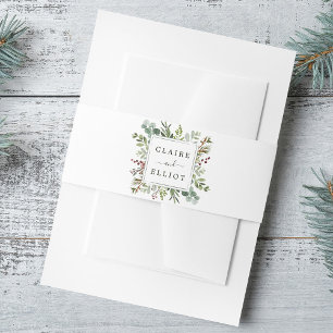 Botanical Greenery Christmas Holiday Wedding Invitation Belly Band