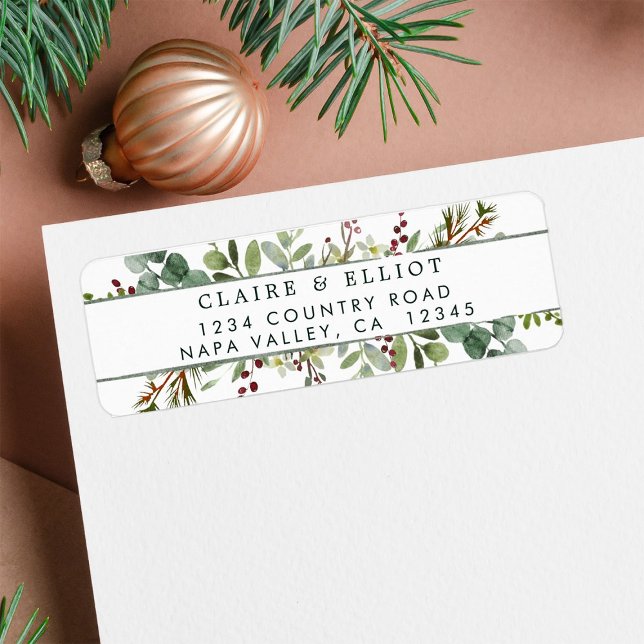 Botanical Greenery Christmas Return Address (Creator Uploaded)