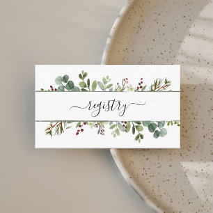 Botanical Greenery Christmas Wedding Registry Enclosure Card