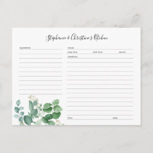 Botanical Greenery Editable Recipe Card template