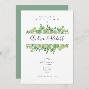 Botanical Greenery Eucalyptus Garland Wedding Invitation