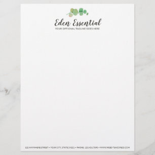 Botanical Greenery Eucalyptus Leaves Minimalist Letterhead