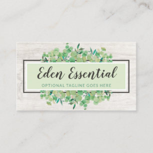 Botanical Greenery Eucalyptus & Rustic Wood Eco Business Card