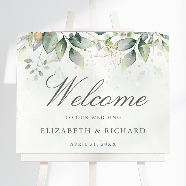 Botanical Greenery Eucalyptus Wedding Welcome Sign (Creator Uploaded)