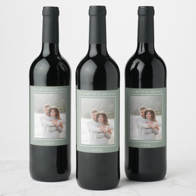 Botanical Greenery Floral Watercolor Wedding Wine Label (Bottles)