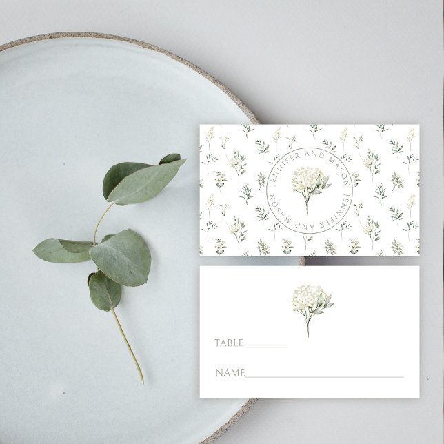 Botanical greenery floral wedding place cards (Creator Uploaded)