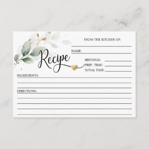 Botanical Greenery Foliage Bridal Shower Recipe Enclosure Card