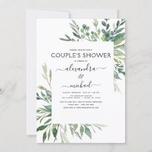 Botanical Greenery Foliage Couple's Shower Invitat Invitation