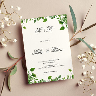 Botanical greenery foliage simple Wedding  Invitation
