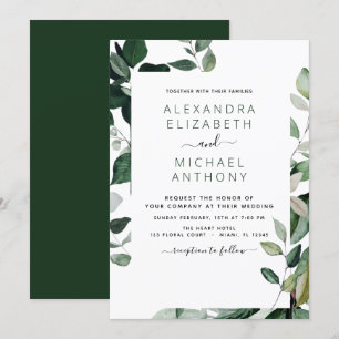 Botanical Greenery Foliage Watercolor Wedding Invitation