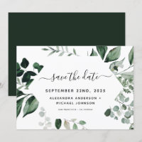 Botanical Greenery Foliage Watercolor Wedding Save