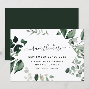 Botanical Greenery Foliage Watercolor Wedding Save The Date