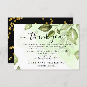 Botanical Greenery Funeral Food Thank You Card