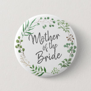 Botanical Greenery   Leaf   Mother Of The Bride 2 Inch Round Button