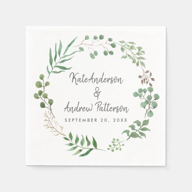 Botanical Greenery | Leaf | Wedding Napkin (Front)