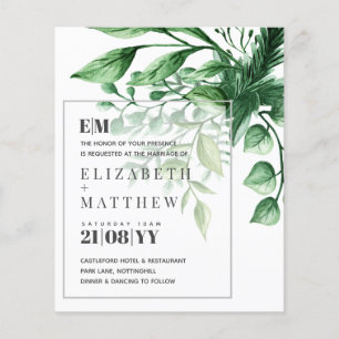 Botanical Greenery Leafy Wedding Invitation Budget