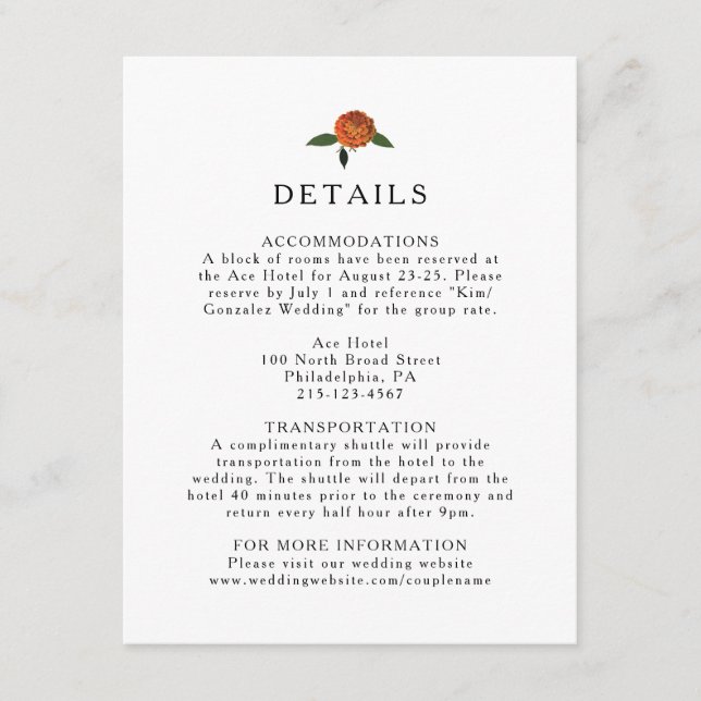 Botanical Greenery, Lemons, and Marigolds Enclosure Card (Front)