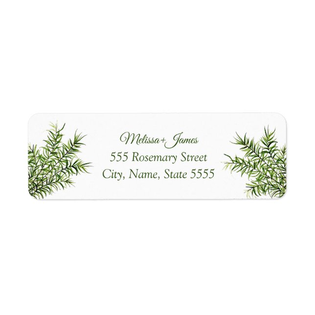 Botanical Greenery Rosemary Mariage Retour Adresse (Devant)