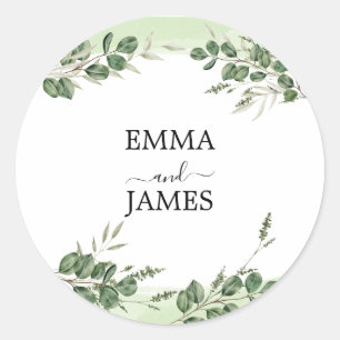 Botanical Greenery Round Sticker