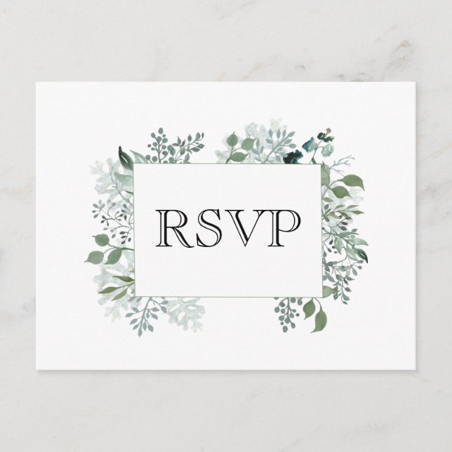 Botanical Greenery RSVP Wedding Frame Foliage Postcard (Front)