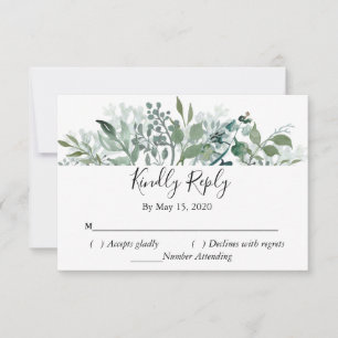 Botanical Greenery RSVP Wedding Kindly Respond Card