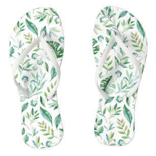 Botanical Greenery Rustic Pattern Flip Flops